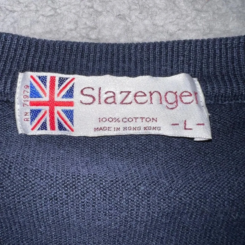 VTG Slazenger x The Masters Sweater Vest Men's Sz L Blue Embroider Golf Grandpa